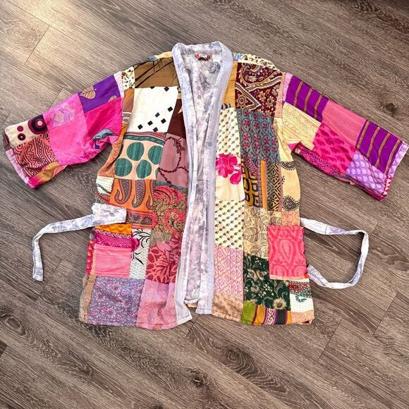 Made in India Silk Patchwork Robe - Picture 1 of 7